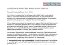 Shia Rights Watch Advocates for Shia Muslims in Parachinar and Peshawar with Pakistani Ambassador Rizwan Saeed Sheikh A copy of Letter to Pakistan Embassy